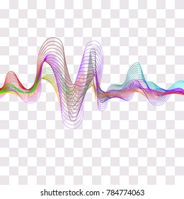 Music wave. Colored wavy lines isolated. Vector