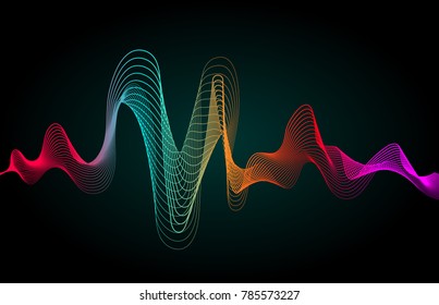 Music wave. Colored wavy lines isolated. Vector