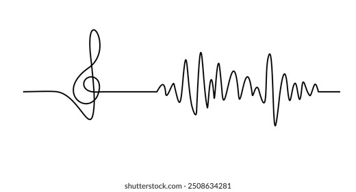 Som da linha da onda de música um ícone de ruído sinal de áudio frequência podcast rádio som onda volume mão arte. Ilustração vetorial