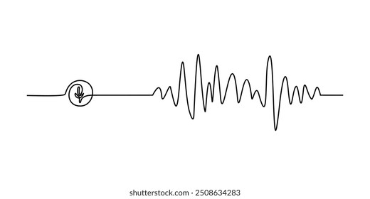 Som da linha da onda de música um ícone de ruído sinal de áudio frequência podcast rádio som onda volume mão arte. Ilustração vetorial