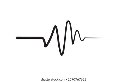 Music wave line sound one noise icon audio frequency signal podcast radio sound wave volume hand art. Acoustic line music logo record sound wave doodle sketch abstract. Vector illustration