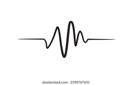 Music wave line sound one noise icon audio frequency signal podcast radio sound wave volume hand art. Acoustic line music logo record sound wave doodle sketch abstract. Vector illustration
