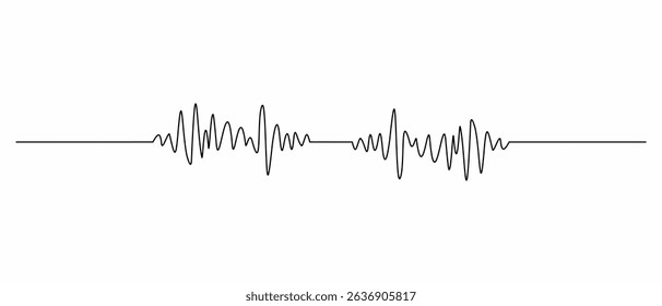 Music wave line sound one noise icon audio frequency signal podcast radio sound wave volume hand art. Acoustic line music logo record sound wave doodle sketch abstract. Vector illustration