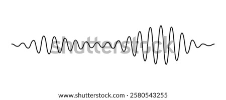 Music wave line sound one noise icon audio frequency signal podcast radio sound wave volume hand art. Acoustic line music logo record sound wave doodle sketch abstract. Vector illustration 