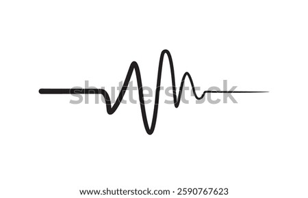 Music wave line sound one noise icon audio frequency signal podcast radio sound wave volume hand art. Acoustic line music logo record sound wave doodle sketch abstract. Vector illustration