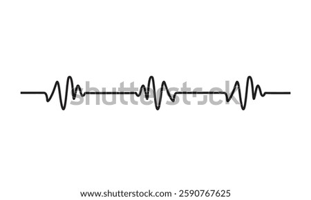 Music wave line sound one noise icon audio frequency signal podcast radio sound wave volume hand art. Acoustic line music logo record sound wave doodle sketch abstract. Vector illustration