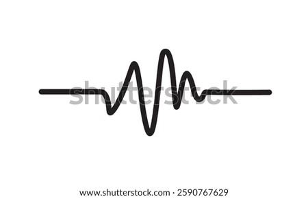 Music wave line sound one noise icon audio frequency signal podcast radio sound wave volume hand art. Acoustic line music logo record sound wave doodle sketch abstract. Vector illustration
