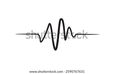 Music wave line sound one noise icon audio frequency signal podcast radio sound wave volume hand art. Acoustic line music logo record sound wave doodle sketch abstract. Vector illustration