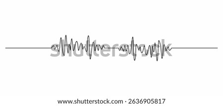 Music wave line sound one noise icon audio frequency signal podcast radio sound wave volume hand art. Acoustic line music logo record sound wave doodle sketch abstract. Vector illustration