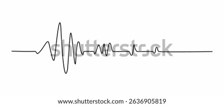 Music wave line sound one noise icon audio frequency signal podcast radio sound wave volume hand art. Acoustic line music logo record sound wave doodle sketch abstract. Vector illustration