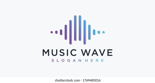 Music wave logo design inspiration, musical, wave, sound, modern, cool, volume, Premium Vector