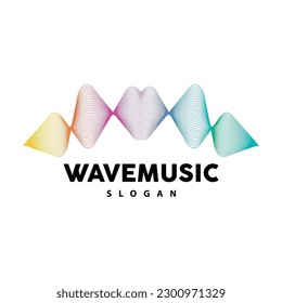 Music Wave Logo, Simple Elegant Gradient Line Design, Music Equalizer Vector, Symbol Template Icon