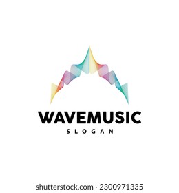 Music Wave Logo, Simple Elegant Gradient Line Design, Music Equalizer Vector, Symbol Template Icon