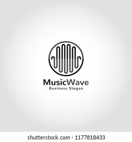 Music Wave Logo is a Music Studio logo with line art concept and circle