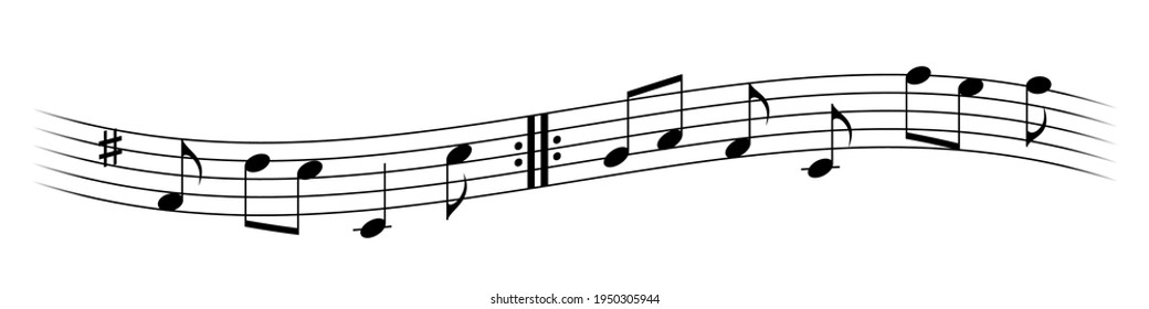 Music wave made by notes. Vector black musical design elements isolated on white background.