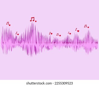 Ola musical con nota y corazón