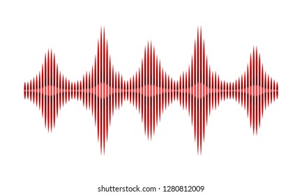 Music Wave Pattern. Digital Audio Equalizer. Bright Red Sound Pulse. Musical Theme. Vector Design