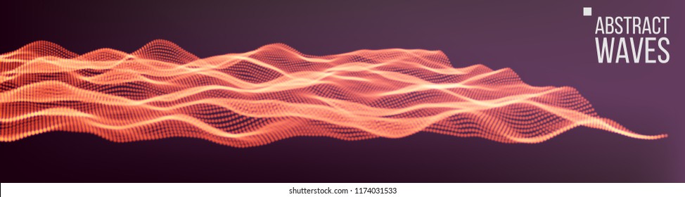 Music Waves Abstract Sound Background Vector. Points Array. Intricate Data Threads Plot. Illustration
