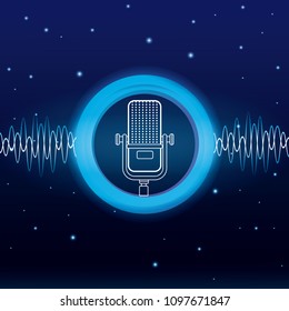 Music waves digital emblem