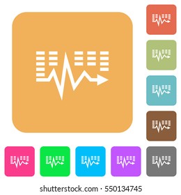 Music waves flat icons on rounded square vivid color backgrounds.
