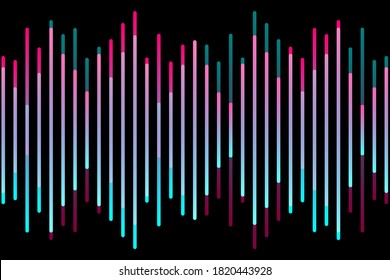 Music waves, gradient color background. Abstract sound wave stripe lines colourful equalizer isolated on black background. Social media concept.Vector illustration. EPS10