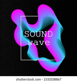 Music waves. Neon poster. Big data. Futuristic Visualization. 3d wave. Virtual flow. Digital sound. Vector illustration. Abstract colorful neon poster.