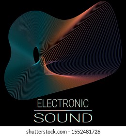 Music waves. Neon poster. Big data. Futuristic Visualization. 3d wave. Virtual flow. Digital sound. Vector illustration. Abstract colorful neon poster.
