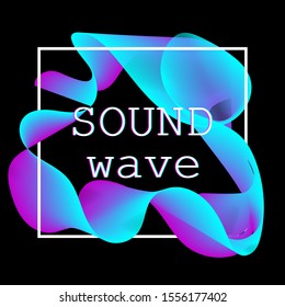 Music waves. Neon poster. Big data. Futuristic Visualization. 3d wave. Virtual flow. Digital sound. Vector illustration. Abstract colorful neon poster.