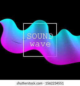 Music waves. Neon poster. Big data. Futuristic Visualization. 3d wave. Virtual flow. Digital sound. Vector illustration. Abstract colorful neon poster.