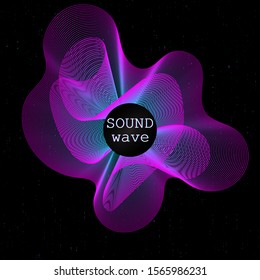 Music waves. Neon poster. Big data. Futuristic Visualization. 3d wave. Virtual flow. Digital sound. Vector illustration. Abstract colorful neon poster.