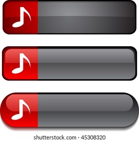  Botones web de música. Ilustración vectorial.