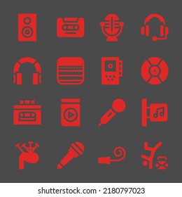 music web icons. Speaker and Cassette, Headset and DJ symbol, vector signs