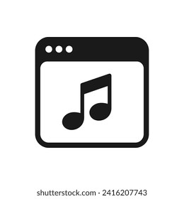 Icono del sitio web de música estilo plano aislado en fondo blanco. Ilustración del vector