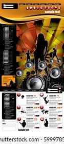 Layout der Musik-Website. Vektorgrafik leicht zu bearbeiten.