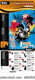 Diseño del sitio web de música. Ilustración de vectores fácil de editar.