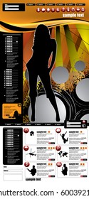 Diseño del sitio web de música. Ilustración de vectores fácil de editar.