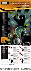 Diseño del sitio web de música. Ilustración de vectores fácil de editar.