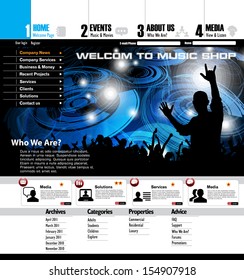 Plantilla de sitio web de música - Diseño de vectores