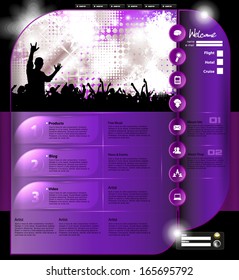 Plantilla de sitio web de música - Diseño de vectores