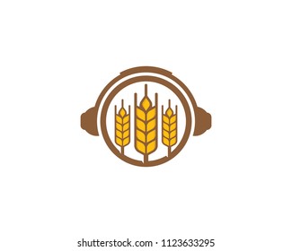 Music Wheat Icon Logo Design Element