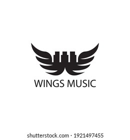 music wing logo vector illustration piano design