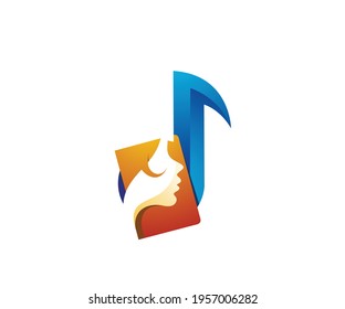 music woman icon logo design template