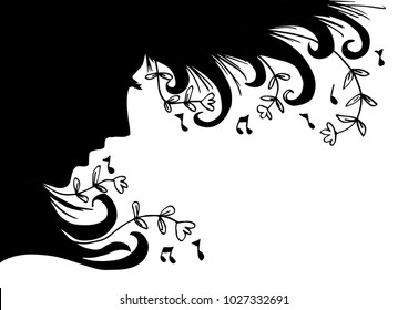 Music woman portrait silhouette