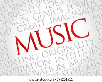 Music word cloud, business concept