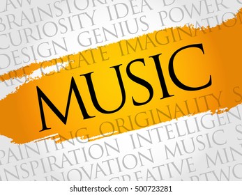 MUSIC word cloud collage, creative business concept background