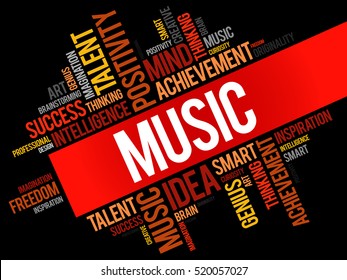 MUSIC word cloud collage, creative business concept background