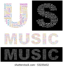 MUSIC. Word collage. Vector illustration.