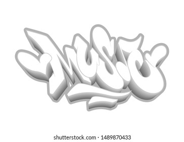 Music word drawn by hand in graffiti style. Vector illustration