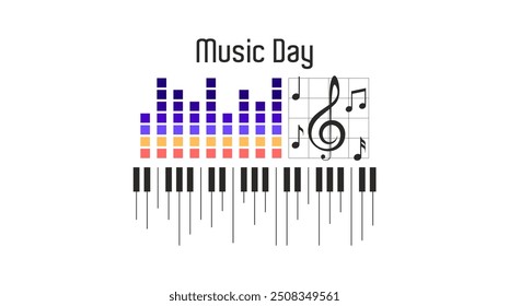 Music. world music day celebration vector design template. June 21. Music day, with notes display. entertainment