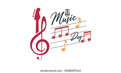 Music. world music day celebration vector design template. June 21. Music day, with notes display. entertainment